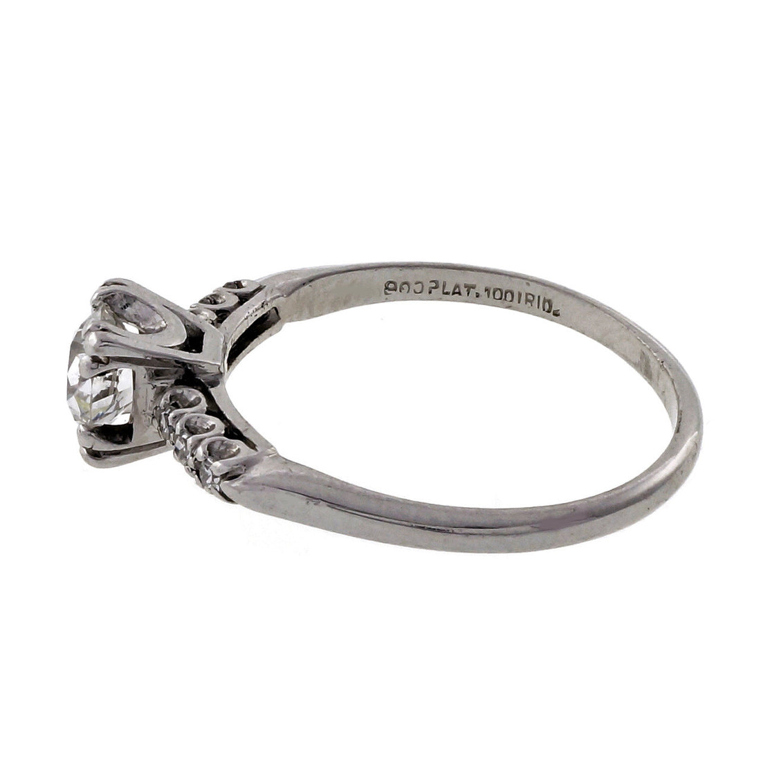Vintage 1930 .65ct Old European Cut Fish Tail Miracle Platinum Engagement Ring – image 4