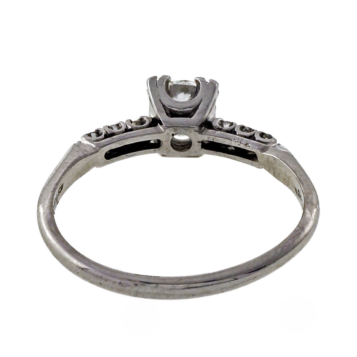 Vintage 1930 .65ct Old European Cut Fish Tail Miracle Platinum Engagement Ring – image 5