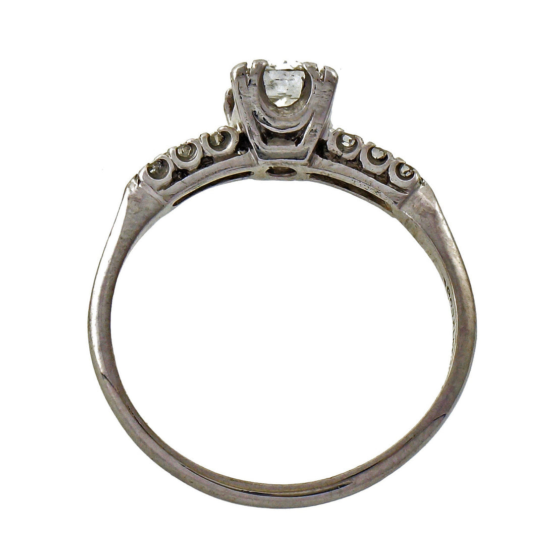 Vintage 1930 .65ct Old European Cut Fish Tail Miracle Platinum Engagement Ring – image 6
