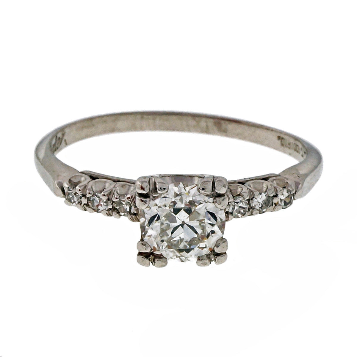 Vintage 1930 .65ct Old European Cut Fish Tail Miracle Platinum Engagement Ring