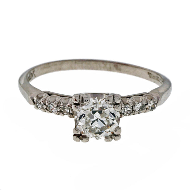 Vintage 1930 .65ct Old European Cut Fish Tail Miracle Platinum Engagement Ring