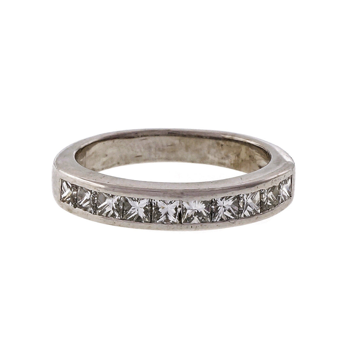 Estate 10 Princess Cut Diamond Channel Set Band Ring Platinum – image 2