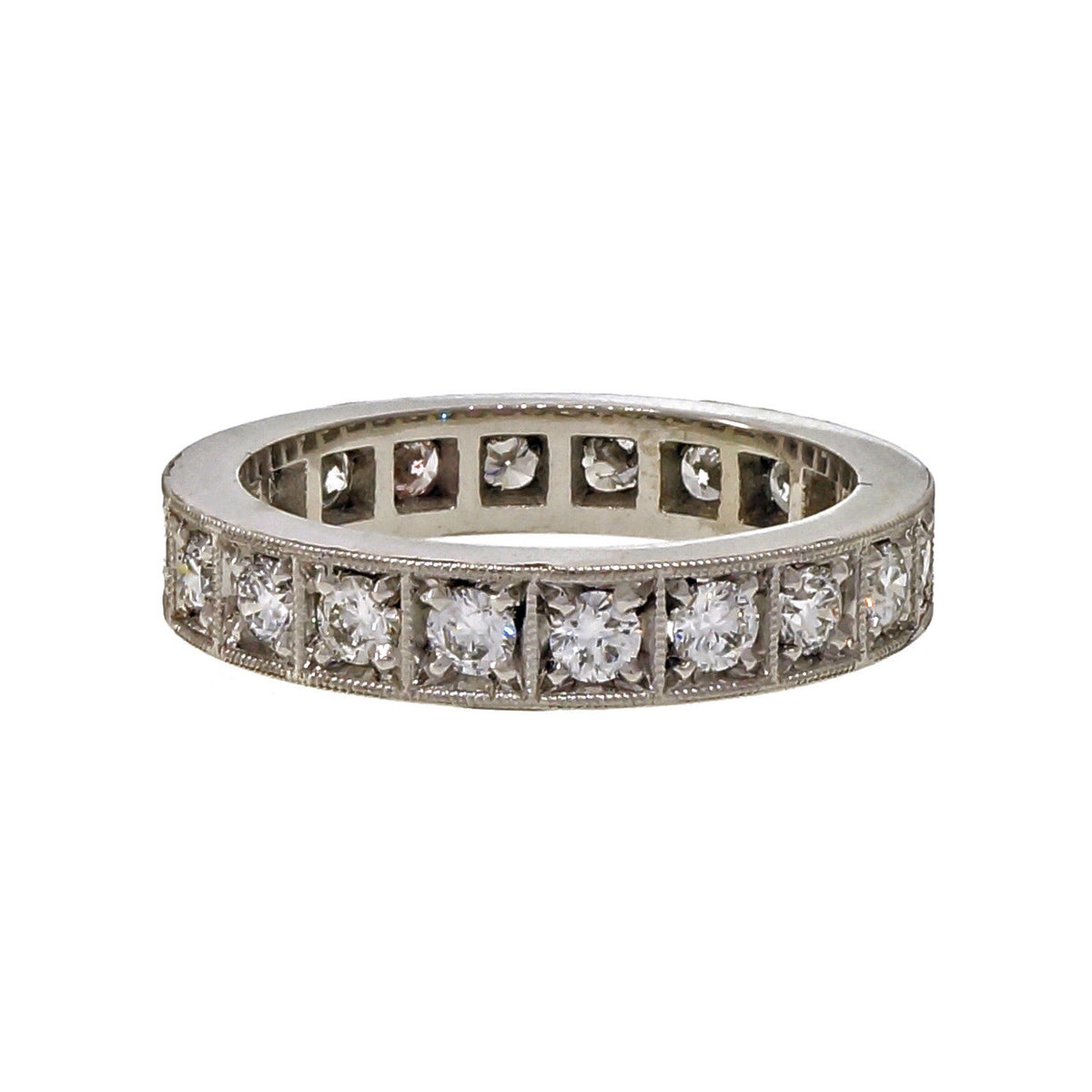 Peter Suchy 3.9mm Eternity Bead Set Wedding Band Ring 1.00ct Platinum – image 3
