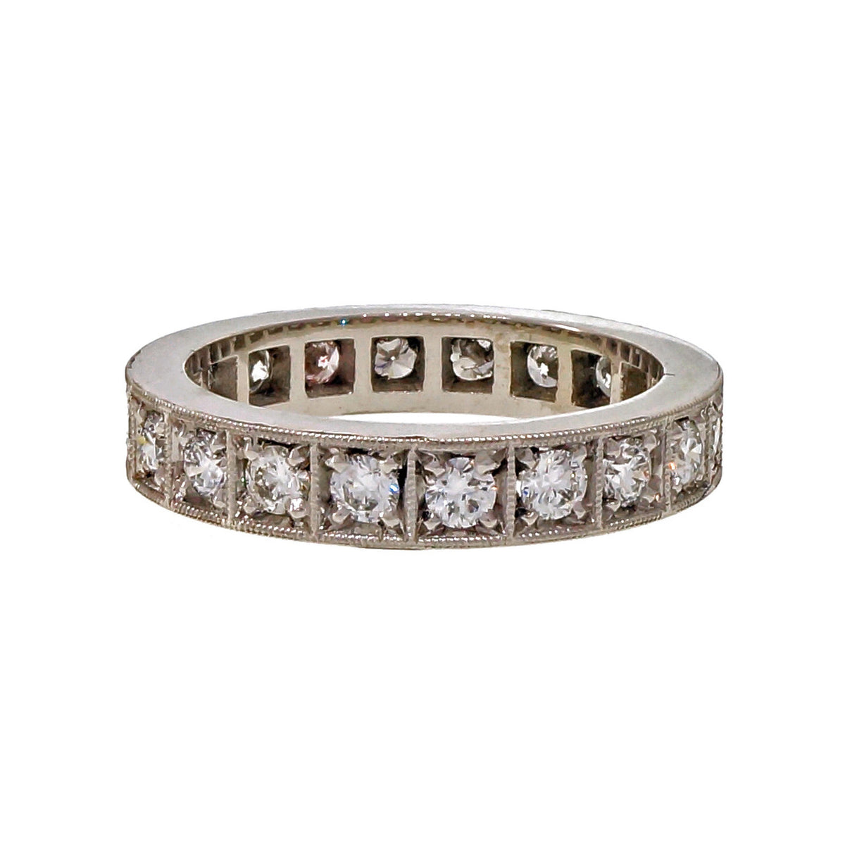 Peter Suchy 3.9mm Eternity Bead Set Wedding Band Ring 1.00ct Platinum