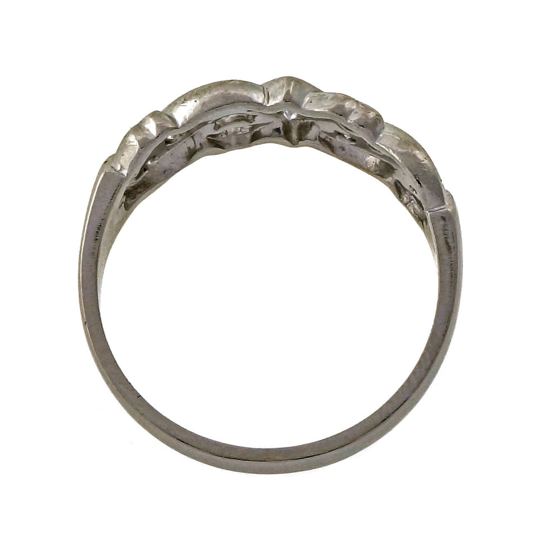 Vintage 1940 Size 11 ½ Men’s Ladies Platinum Open Work Diamond Band Ring – image 3