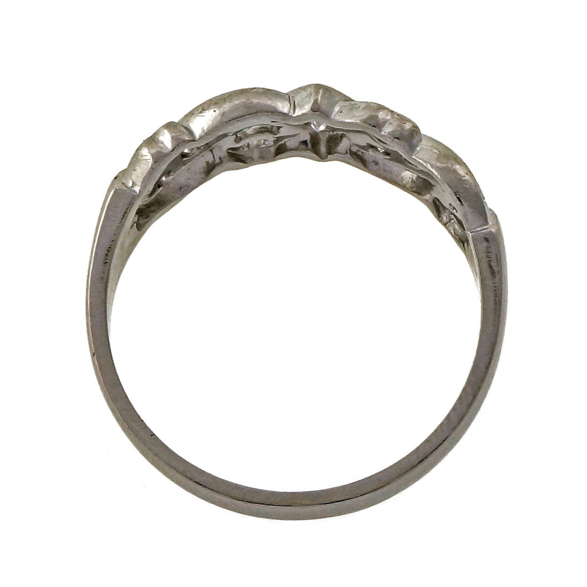 Vintage 1940 Size 11 ½ Men’s Ladies Platinum Open Work Diamond Band Ring – image 3