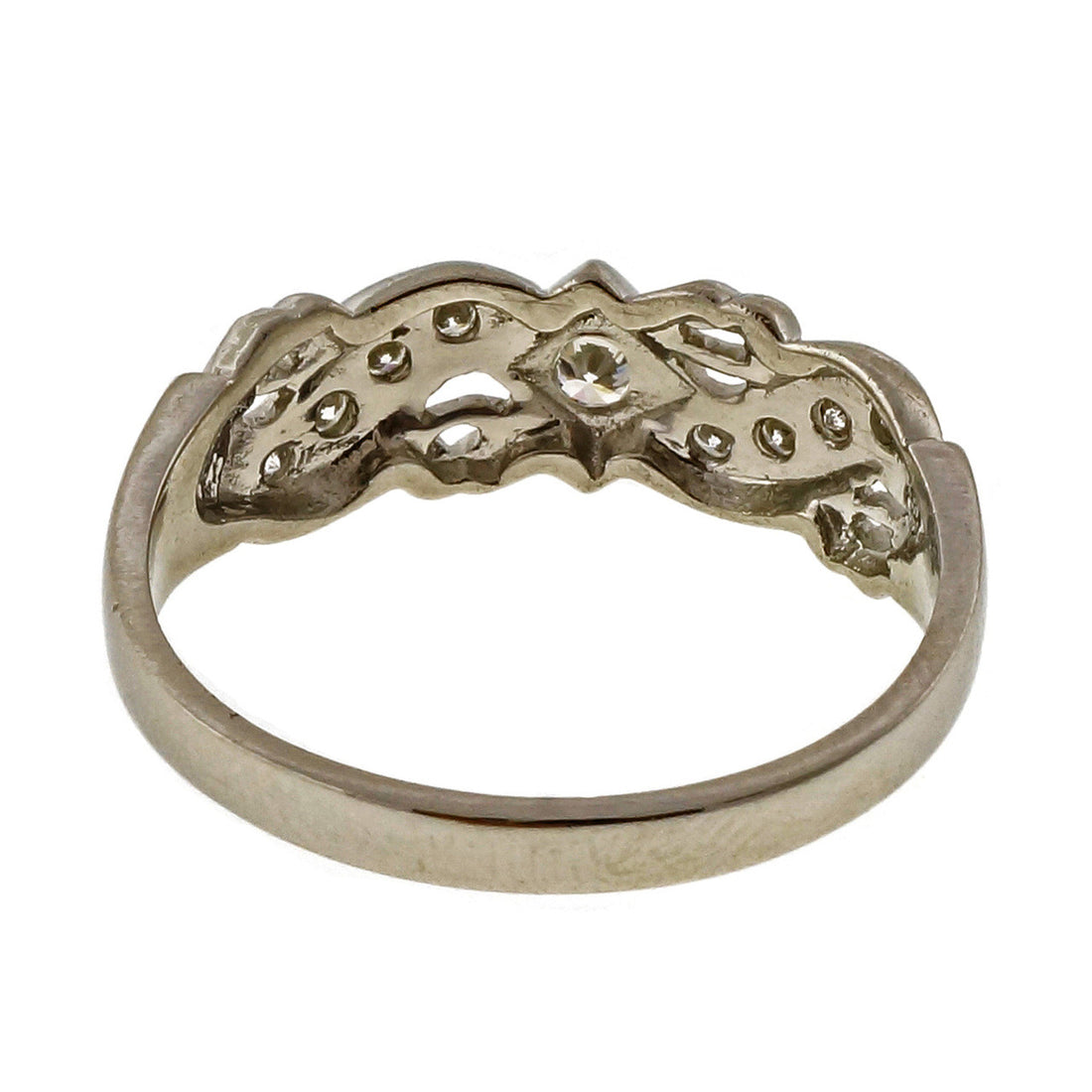 Vintage 1940 Size 11 ½ Men’s Ladies Platinum Open Work Diamond Band Ring – image 4