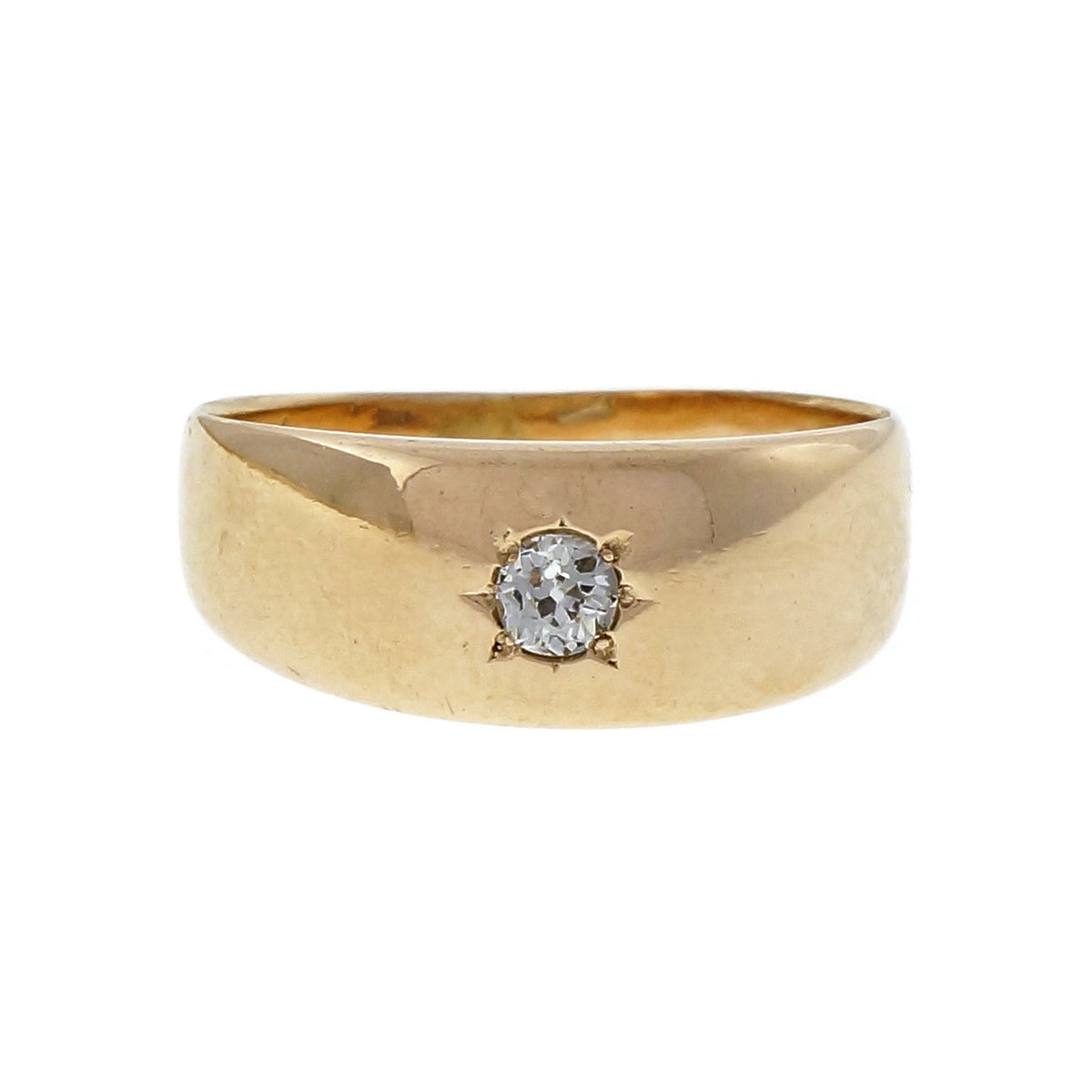 Victorian 1890 Kohn 14k Pink Gold Old European Cut Diamond Band Ring