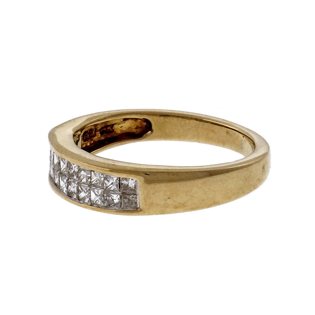 Estate 1.20ct Two Row Princess Cut Fine Diamond Band Ring – image 2
