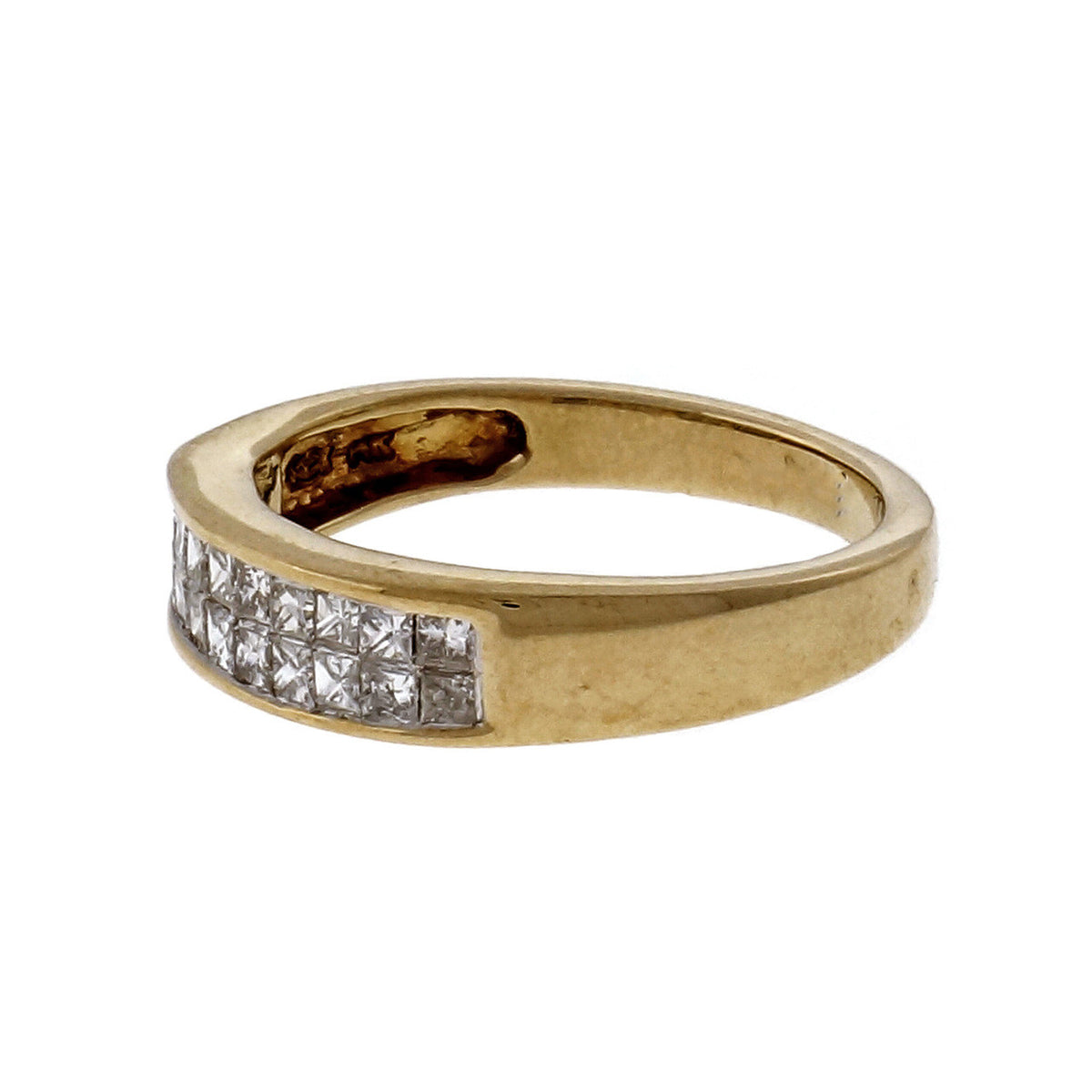 Estate 1.20ct Two Row Princess Cut Fine Diamond Band Ring – image 2