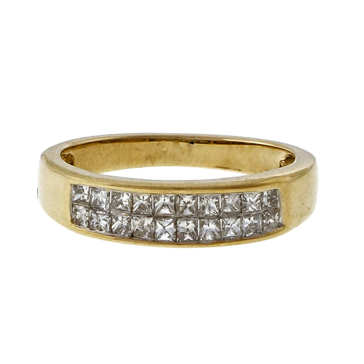 Estate 1.20ct Two Row Princess Cut Fine Diamond Band Ring