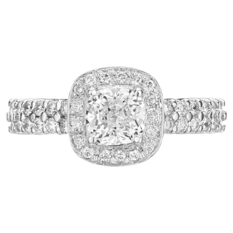 GIA Certified 1.02 Carat Cushion Diamond Platinum Halo Engagement Ring – image 2