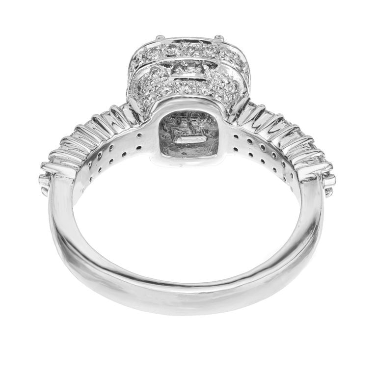 GIA Certified 1.02 Carat Cushion Diamond Platinum Halo Engagement Ring – image 6