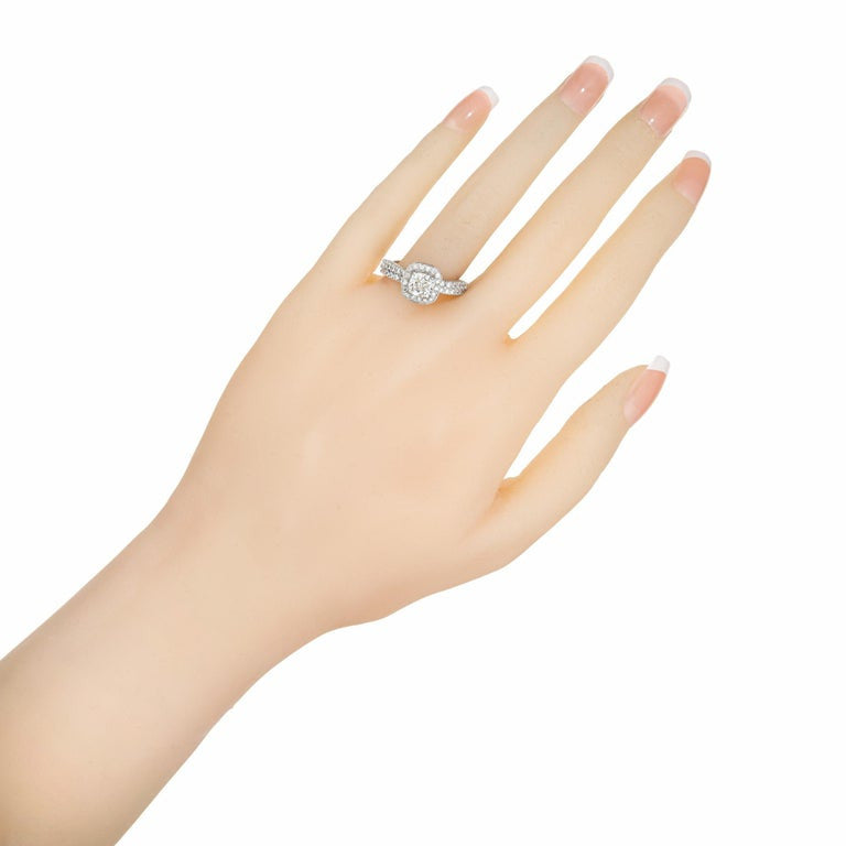 GIA Certified 1.02 Carat Cushion Diamond Platinum Halo Engagement Ring – image 8
