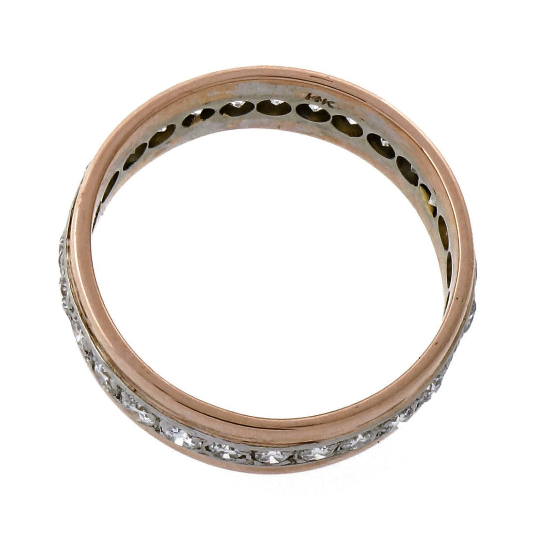 Vintage Retro 1940 14k Pink Gold Palladium 1.25ct Diamond Eternity Band Ring – image 2