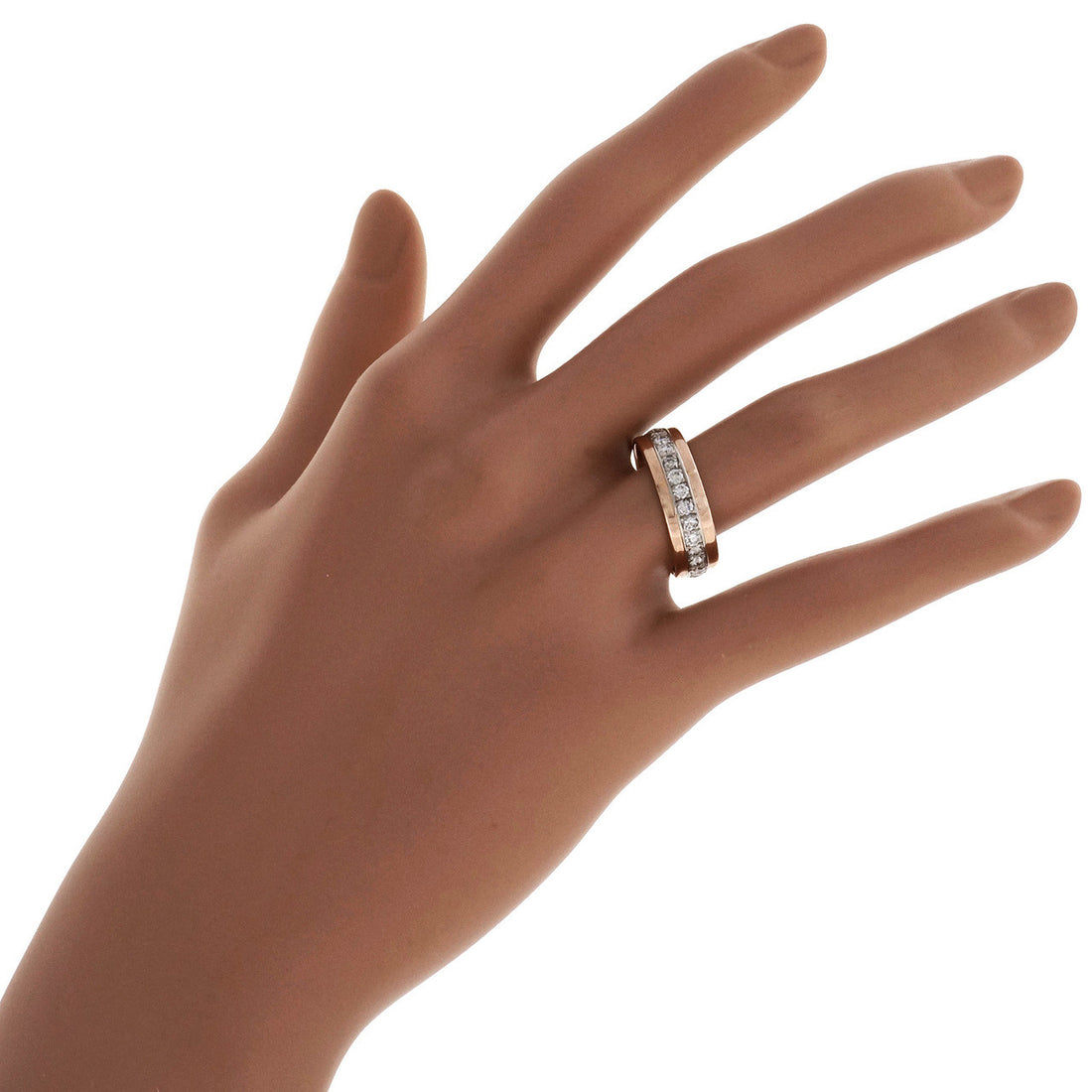 Vintage Retro 1940 14k Pink Gold Palladium 1.25ct Diamond Eternity Band Ring – image 5