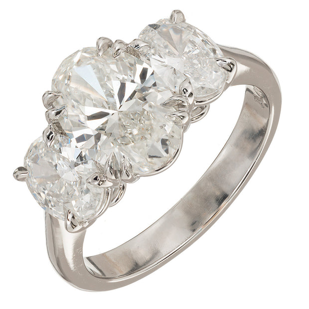 Peter Suchy Ideal Cut Oval 3 Stone Engagement Ring Platinum Diamond