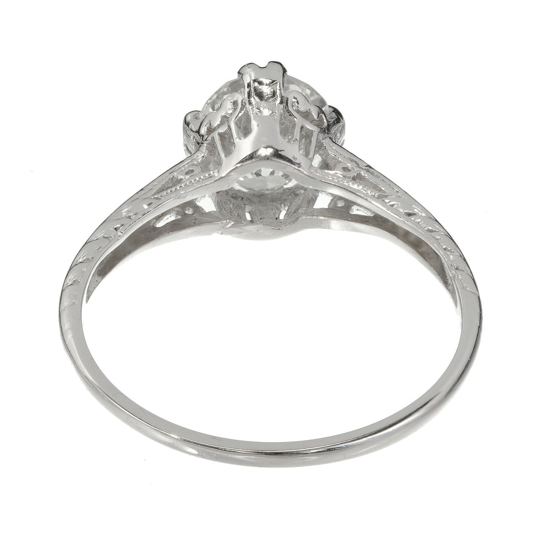GIA Certified 1.28ct Diamond Filigree Victorian Solitaire Platinum Engagement Ring – image 6