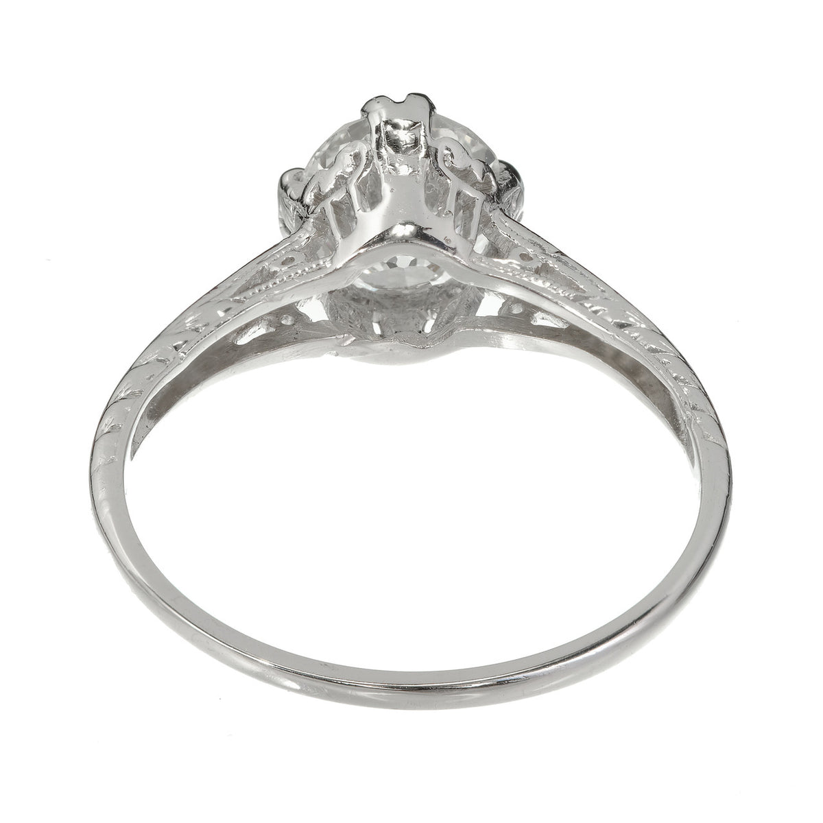 GIA Certified 1.28ct Diamond Filigree Victorian Solitaire Platinum Engagement Ring – image 6