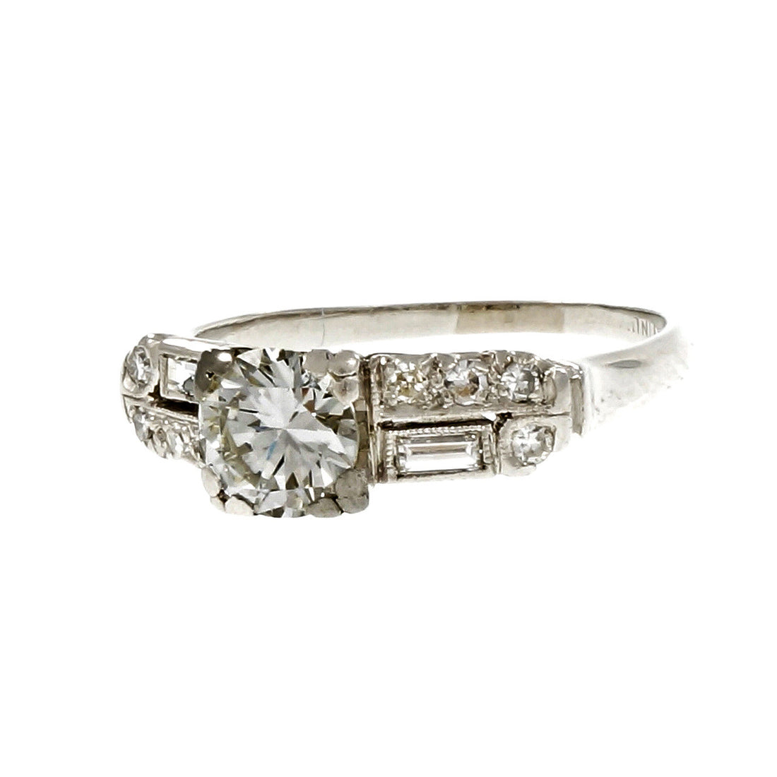 Vintage 1940 Transitional Cut Diamond Engagement Ring Platinum – image 2