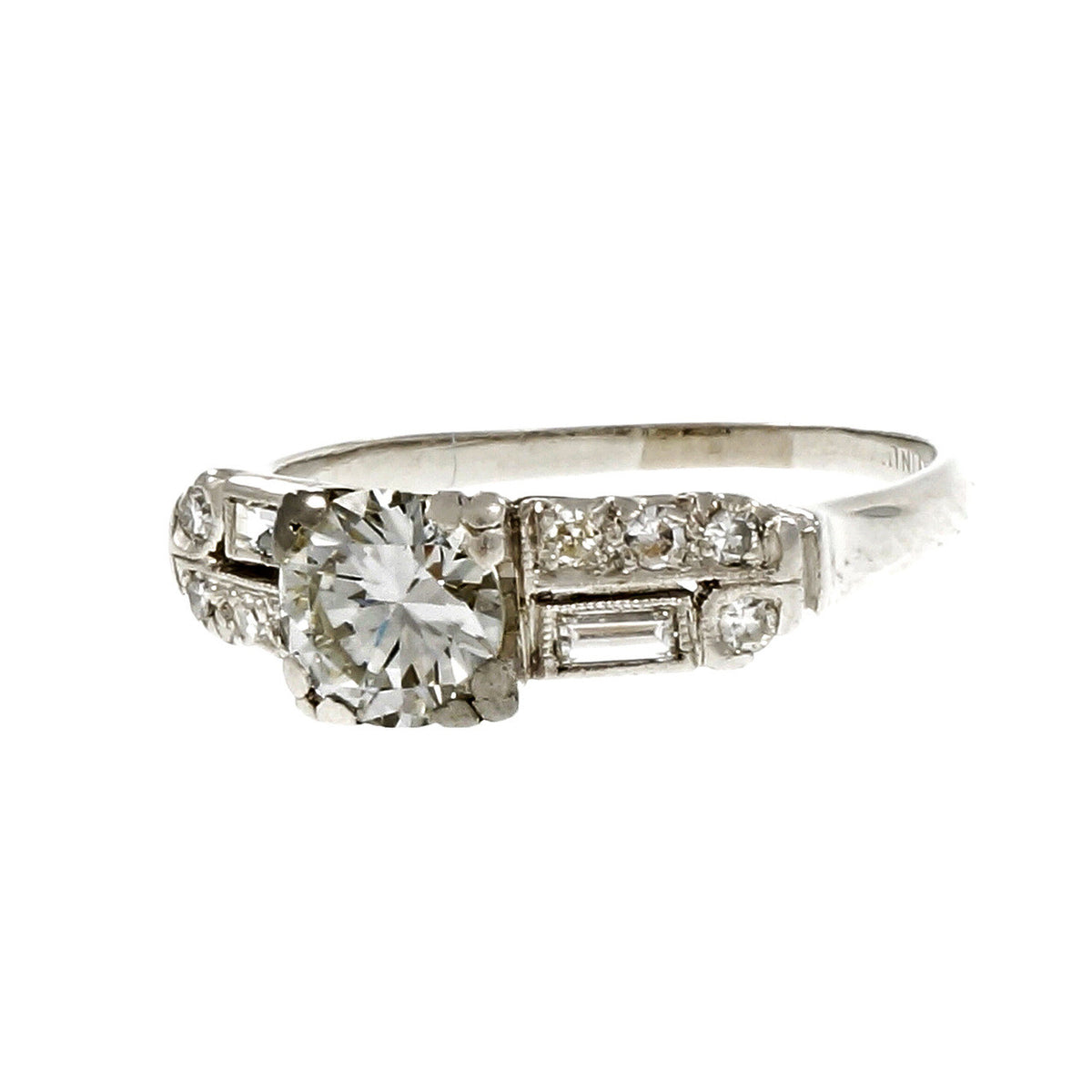 Vintage 1940 Transitional Cut Diamond Engagement Ring Platinum – image 2