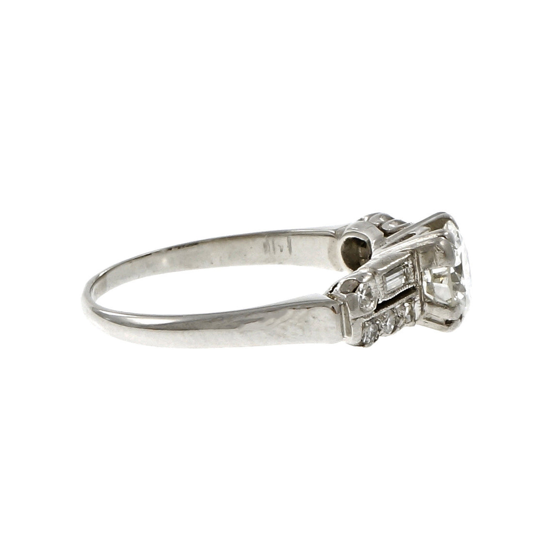 Vintage 1940 Transitional Cut Diamond Engagement Ring Platinum – image 3