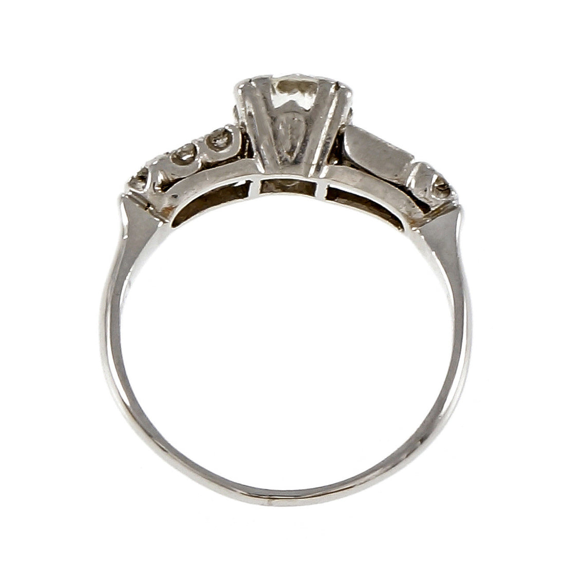 Vintage 1940 Transitional Cut Diamond Engagement Ring Platinum – image 5