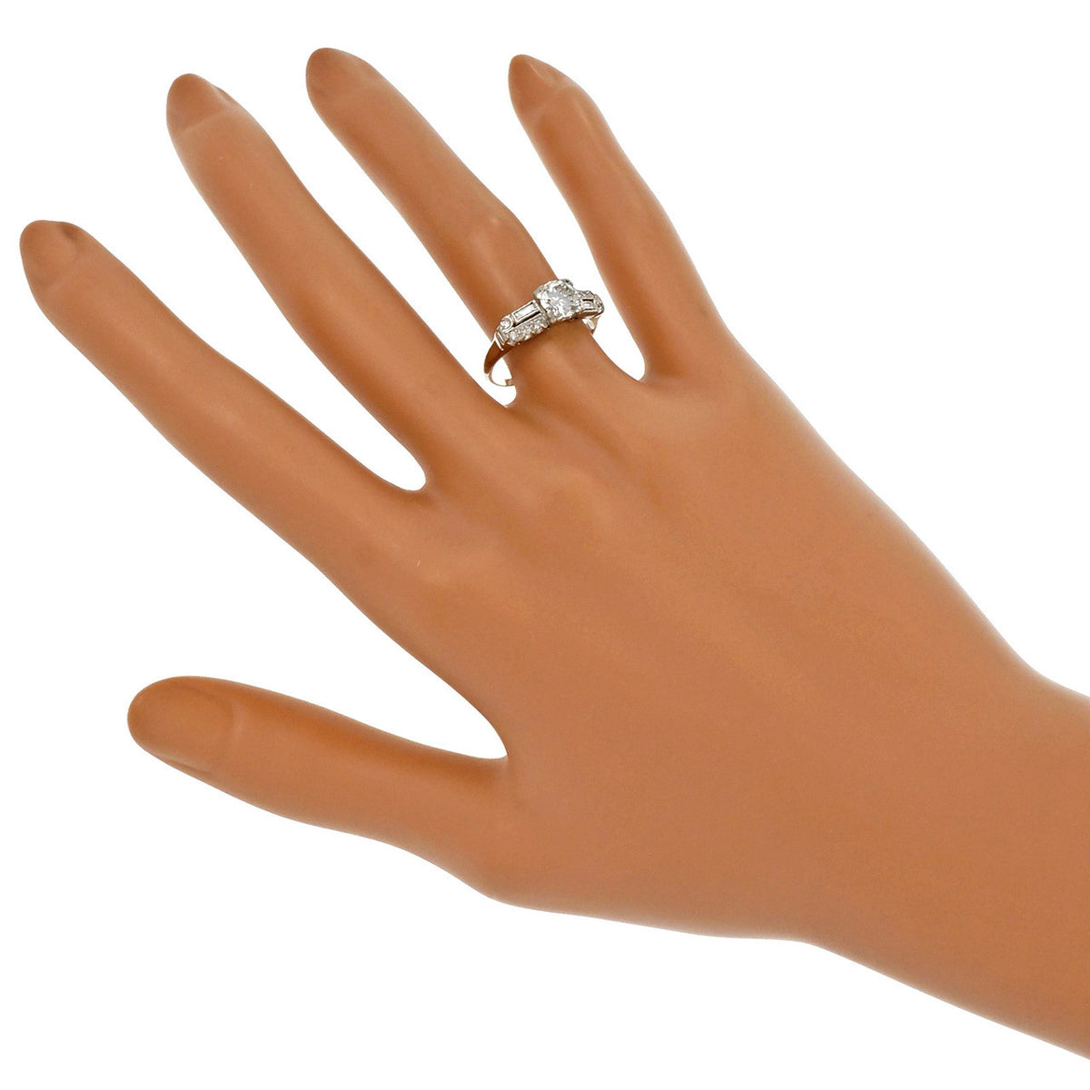 Vintage 1940 Transitional Cut Diamond Engagement Ring Platinum – image 6