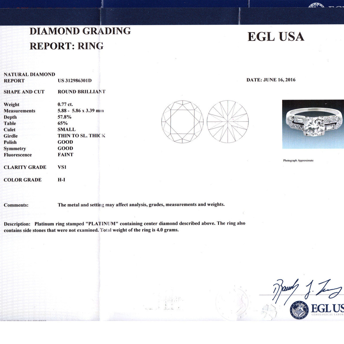 Vintage 1940 Transitional Cut Diamond Engagement Ring Platinum – image 7