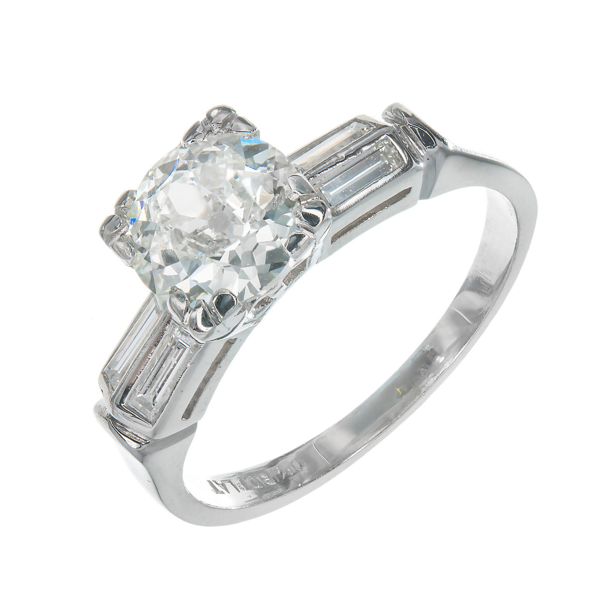 GIA Certified Yellow Green Diamond Engagement Ring Old European Cut Platinum