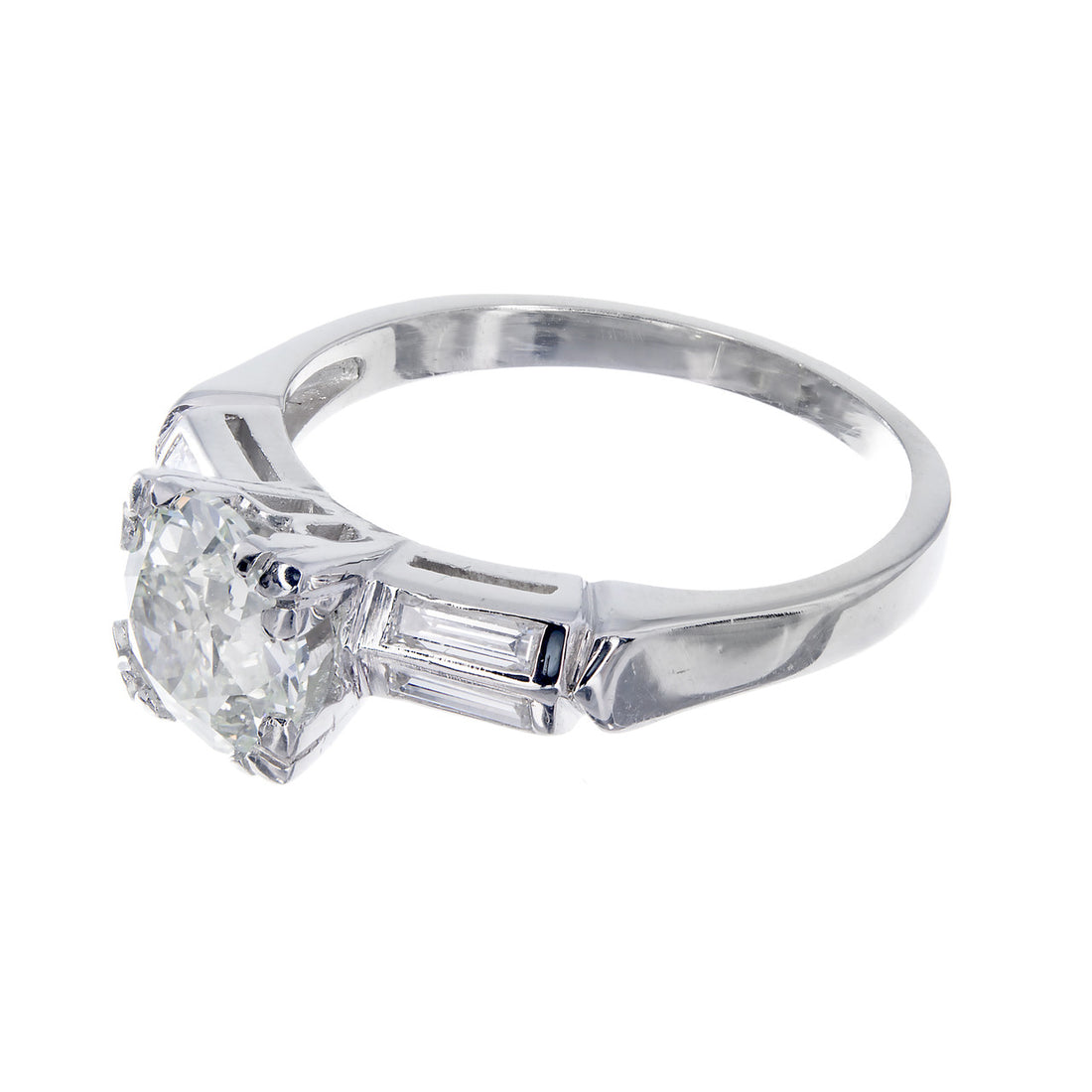 GIA Certified Yellow Green Diamond Engagement Ring Old European Cut Platinum – image 2