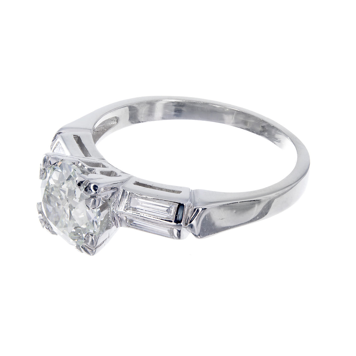 GIA Certified Yellow Green Diamond Engagement Ring Old European Cut Platinum – image 2