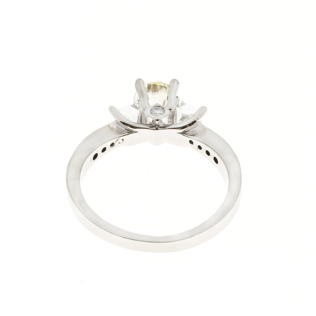 Estate Light Yellow Diamond Engagement Ring Princess Cut Sides 14k White Gold – image 7