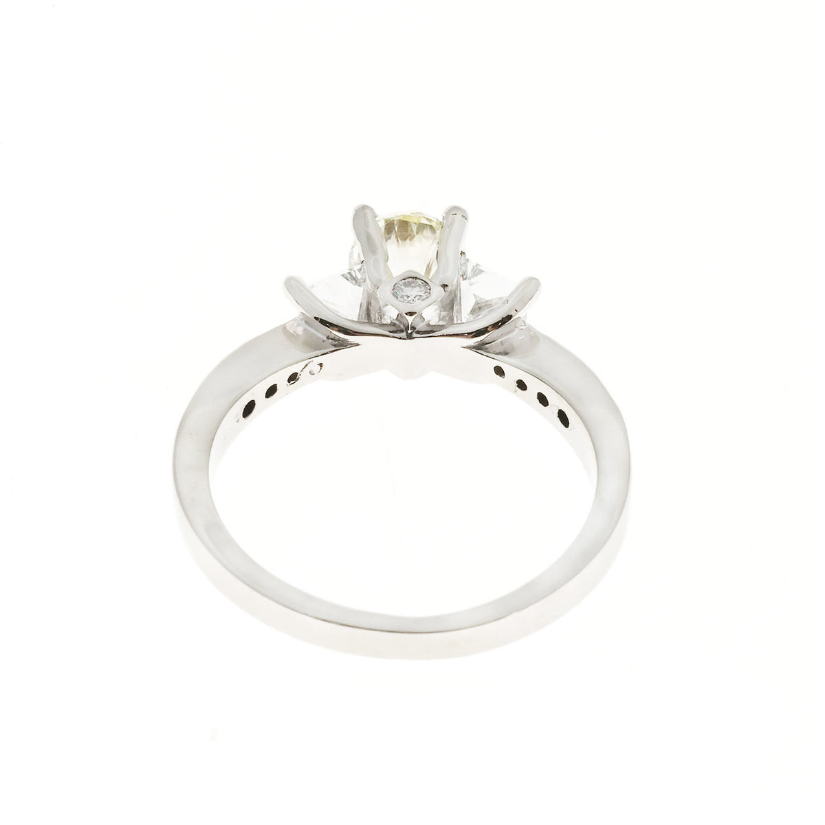 Estate Light Yellow Diamond Engagement Ring Princess Cut Sides 14k White Gold – image 7