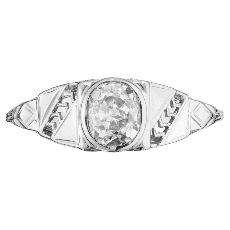 .82 Carat Old Mine Brilliant Cut Diamond Gold Art Deco Engagement Ring