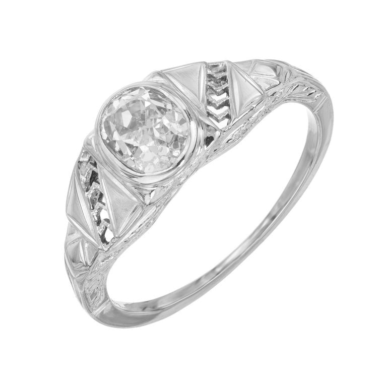 .82 Carat Old Mine Brilliant Cut Diamond Gold Art Deco Engagement Ring – image 2
