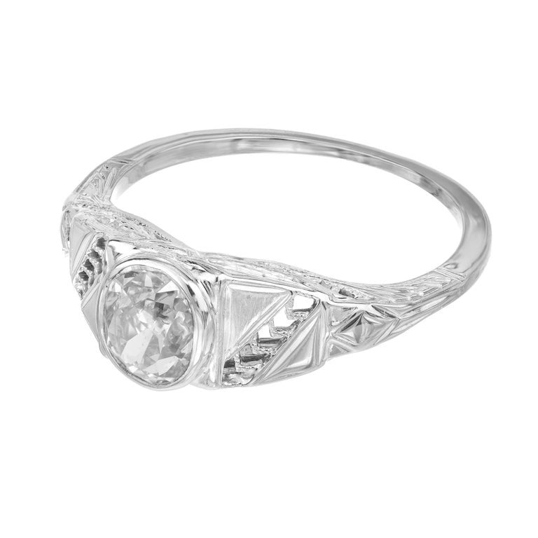 .82 Carat Old Mine Brilliant Cut Diamond Gold Art Deco Engagement Ring – image 7