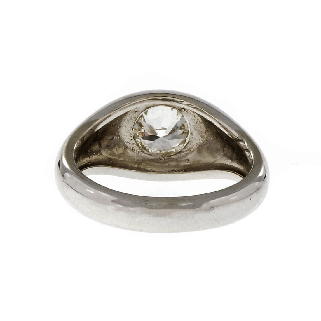 Estate Men’s Old European Brilliant Cut Diamond Ring 14k White Gold – image 5
