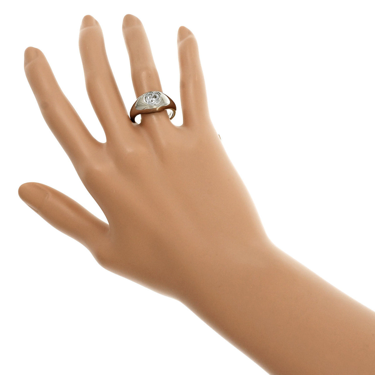 Estate Men’s Old European Brilliant Cut Diamond Ring 14k White Gold – image 7