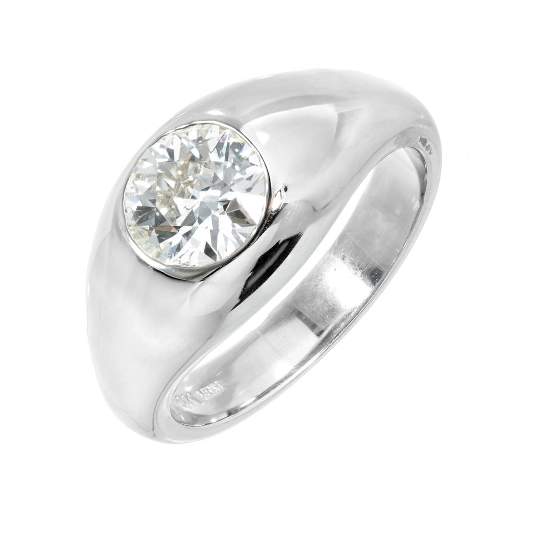 Estate Men’s Old European Brilliant Cut Diamond Ring 14k White Gold – image 2
