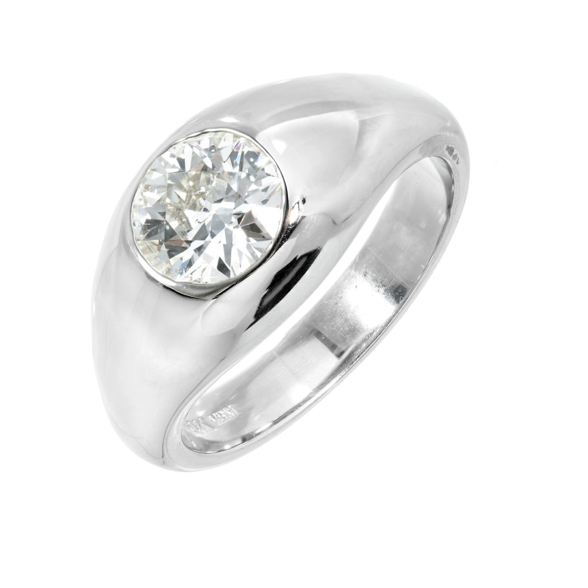 Estate Men’s Old European Brilliant Cut Diamond Ring 14k White Gold – image 2