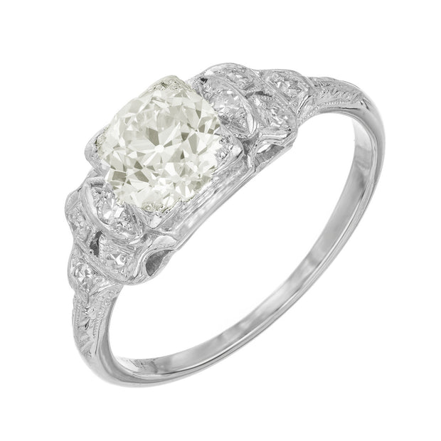 EGL .91 Carat Old European Cut Diamond Platinum Art Deco Engagement Ring
