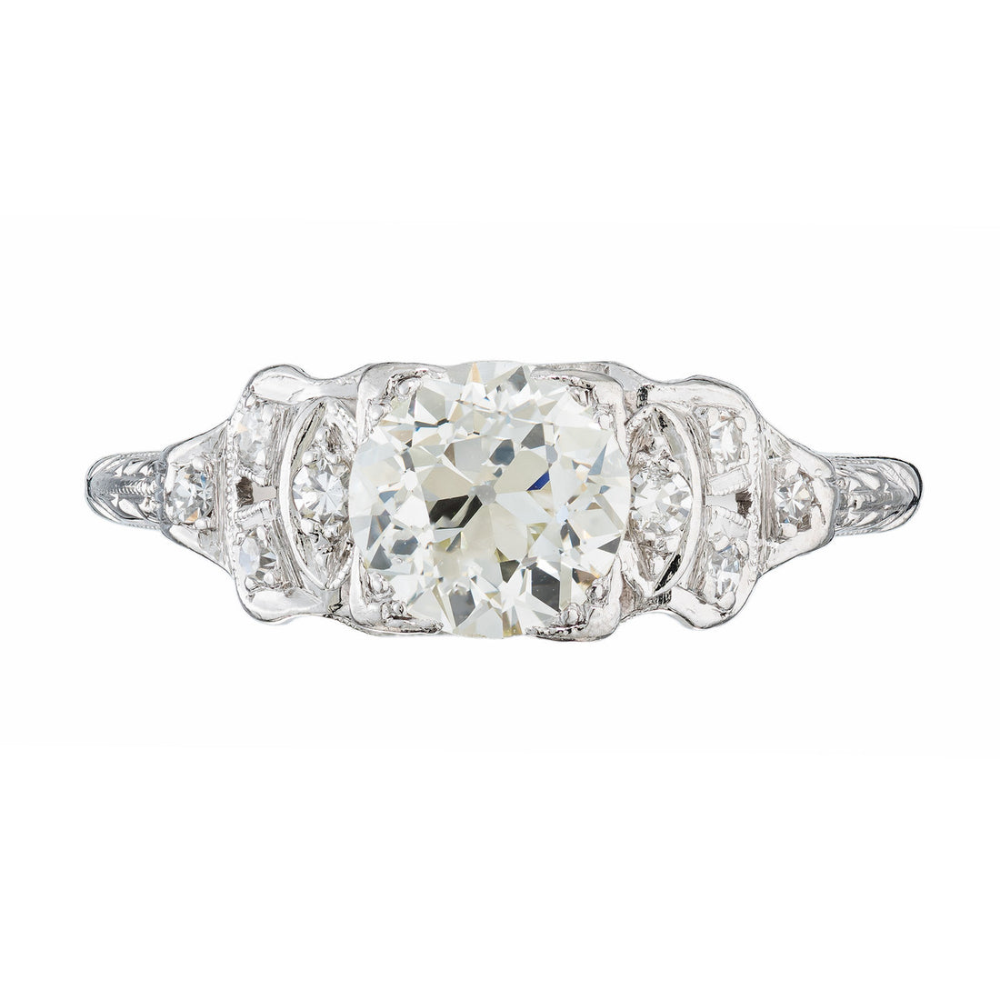 EGL .91 Carat Old European Cut Diamond Platinum Art Deco Engagement Ring – image 2