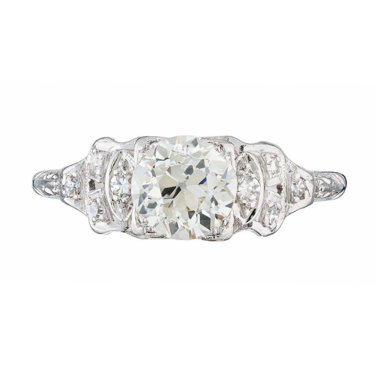 EGL .91 Carat Old European Cut Diamond Platinum Art Deco Engagement Ring – image 2