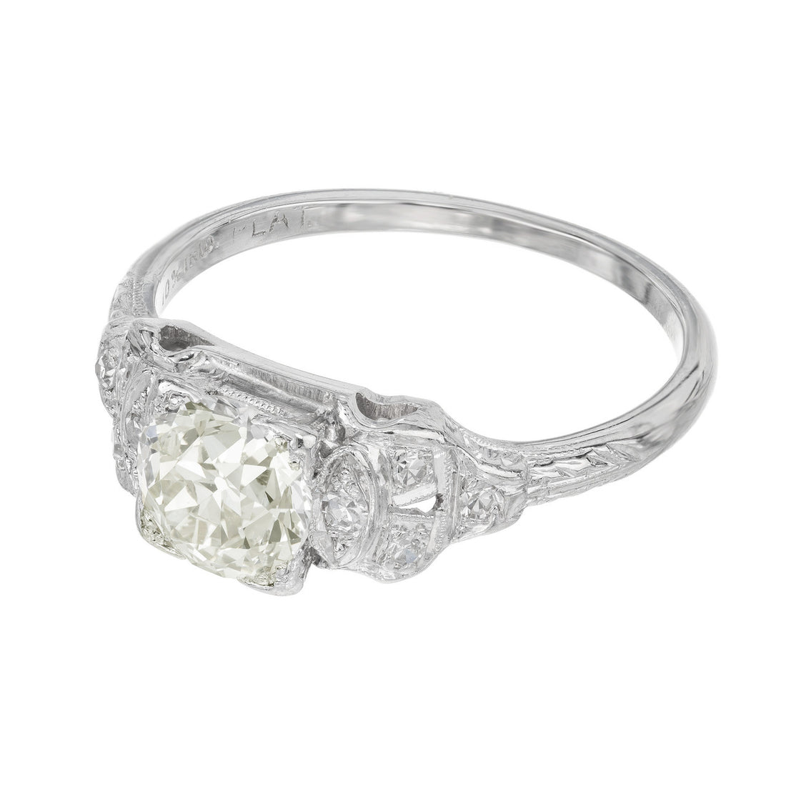 EGL .91 Carat Old European Cut Diamond Platinum Art Deco Engagement Ring – image 8