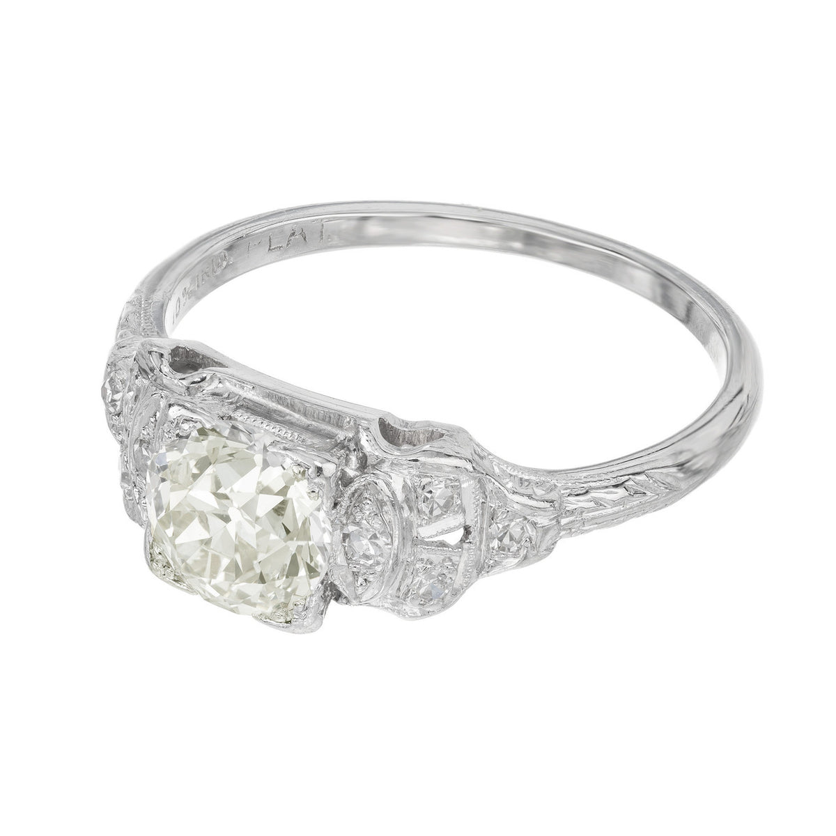 EGL .91 Carat Old European Cut Diamond Platinum Art Deco Engagement Ring – image 8