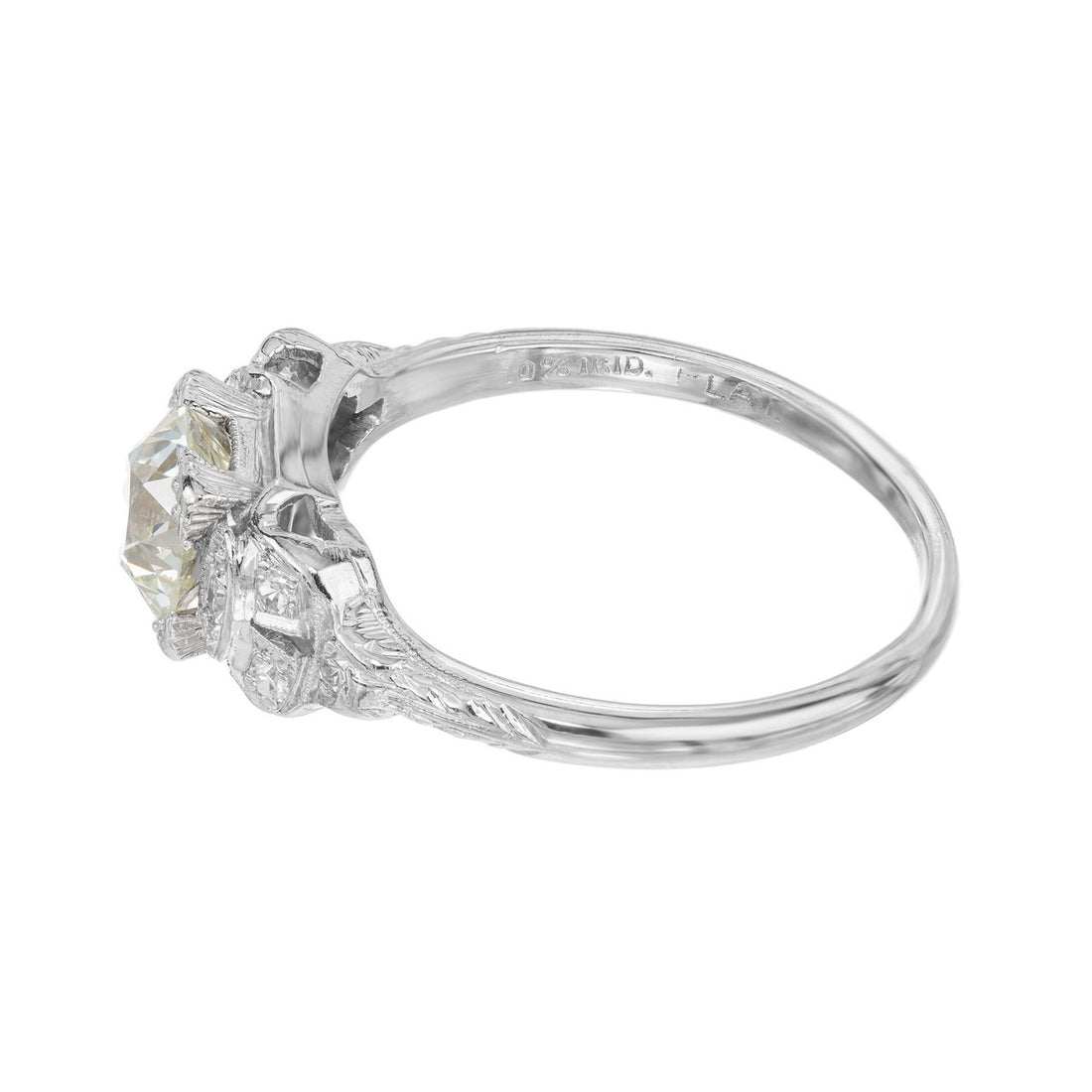 EGL .91 Carat Old European Cut Diamond Platinum Art Deco Engagement Ring – image 7