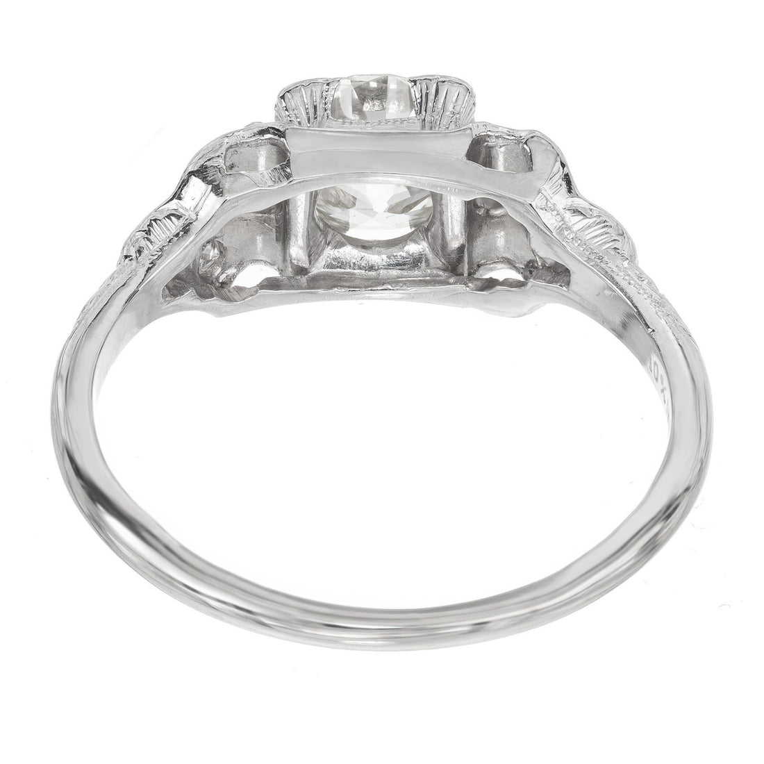 EGL .91 Carat Old European Cut Diamond Platinum Art Deco Engagement Ring – image 9