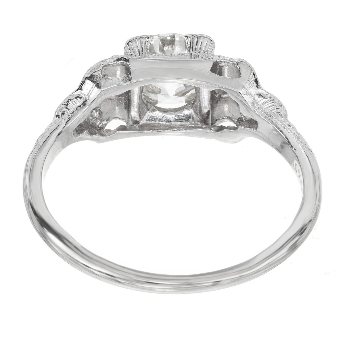 EGL .91 Carat Old European Cut Diamond Platinum Art Deco Engagement Ring – image 9