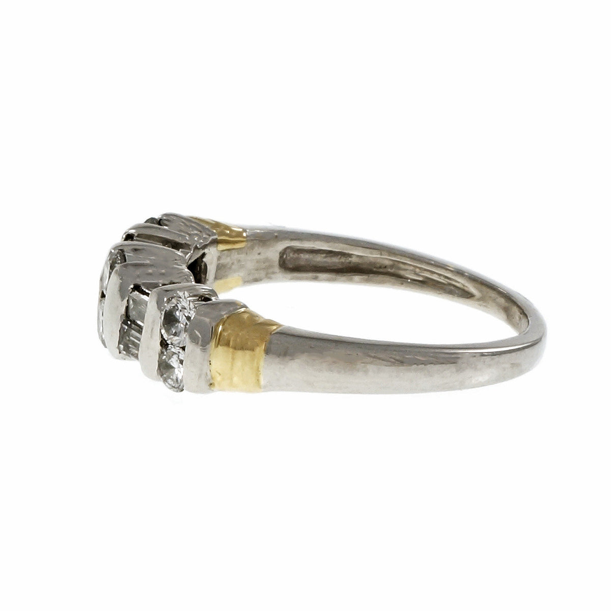 Estate Round Baguette Graduated Diamond Wedding Band Ring Platinum 18k Gold – image 4